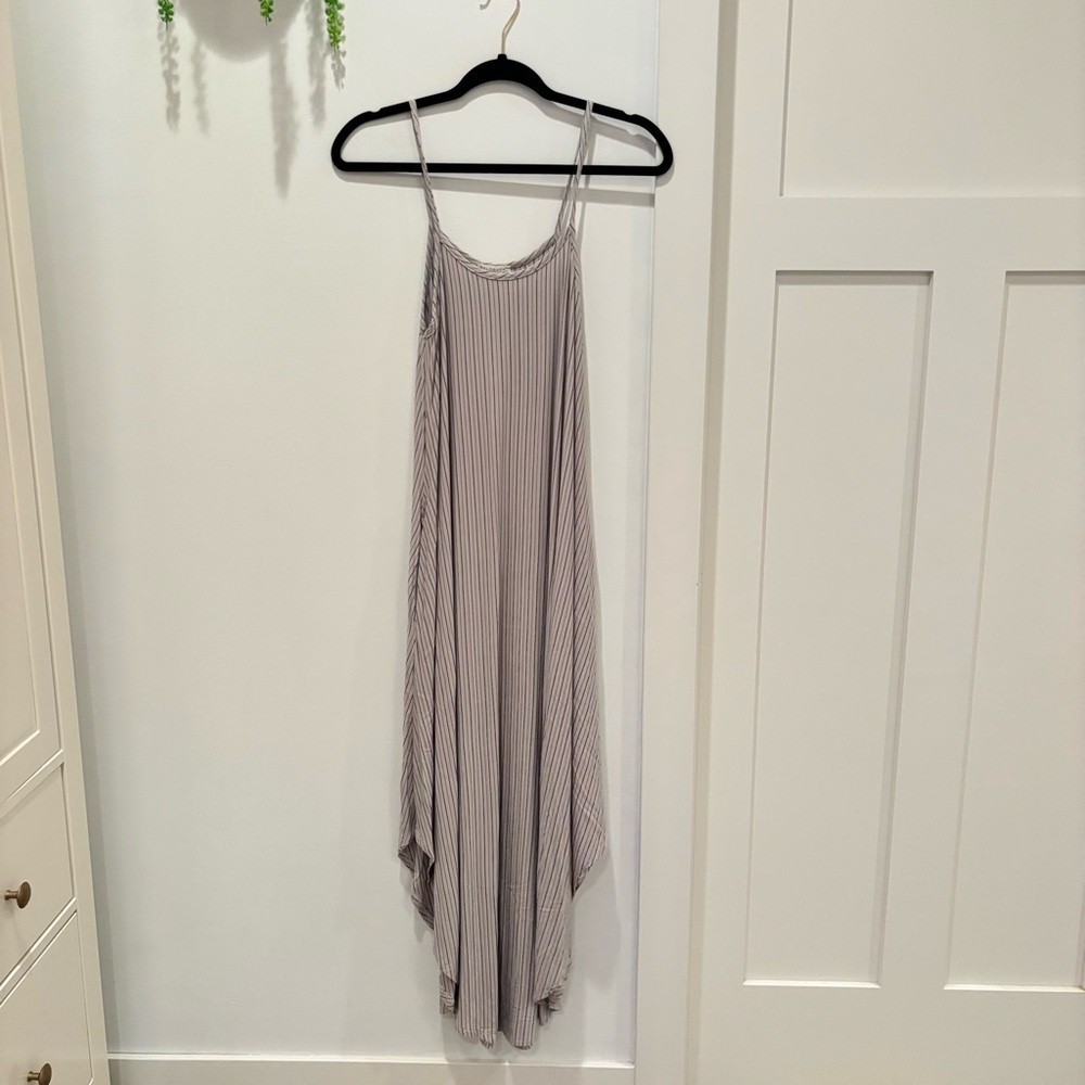 Finaltouch Boutique Women's Striped Fairy Hem Maxi Dress Pockets Size Small